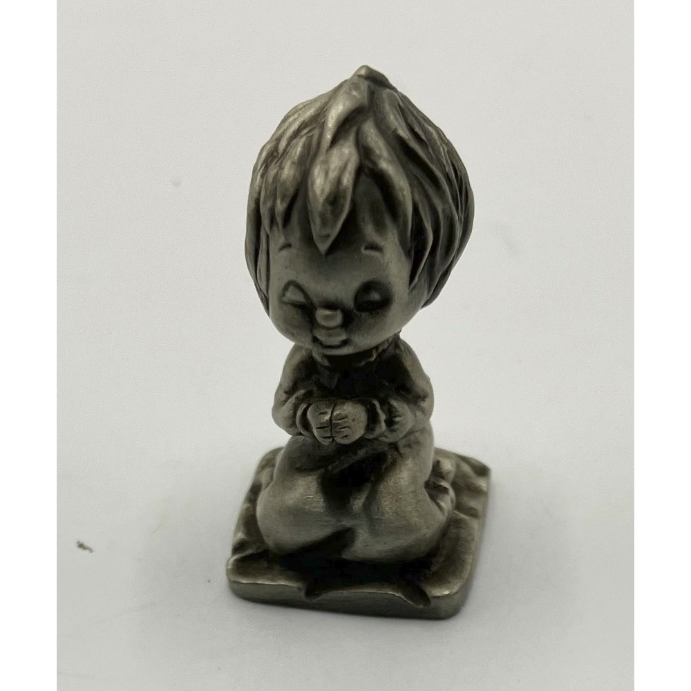 Miniature Pewter Child Praying Figurine by "Little Gallery" for Hallmark 1.25"H‎